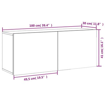 vidaXL TV-Wandschrank Sonoma-Eiche 100x30x41 cm