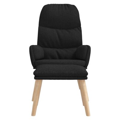 vidaXL Relaxsessel mit Hocker Schwarz Stoff