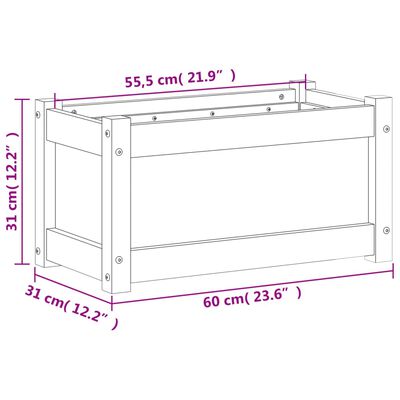 vidaXL Pflanzkübel Wachsbraun 60x31x31 cm Massivholz Kiefer