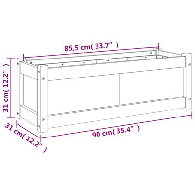 vidaXL Pflanzkübel Wachsbraun 90x31x31 cm Massivholz Kiefer