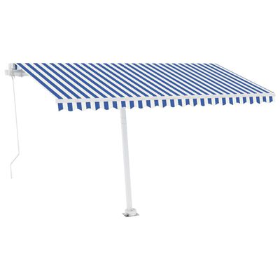 vidaXL Standmarkise Manuell Einziehbar 400x350 cm Blau/Weiß