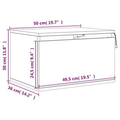 vidaXL Wand-Nachttisch mit LED-Leuchten Braun Eichen-Optik