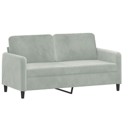 vidaXL 2-Sitzer-Sofa mit Zierkissen Hellgrau 140 cm Samt