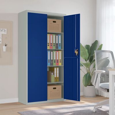 vidaXL Aktenschrank Hellgrau und Blau 90x40x180 cm Stahl