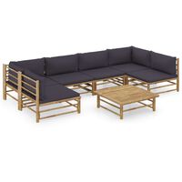 vidaXL 7-tlg. Garten-Lounge-Set mit Dunkelgrauen Kissen Bambus