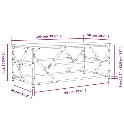 vidaXL Couchtisch Sonoma-Eiche 100x50x40 cm Holzwerkstoff