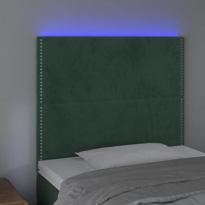 vidaXL LED Kopfteil Dunkelgrün 100x5x118/128 cm Samt