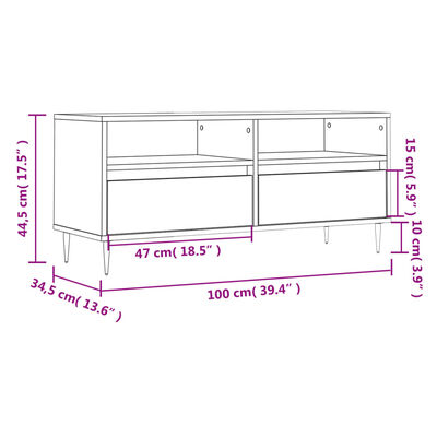 vidaXL TV-Schrank Grau Sonoma 100x34,5x44,5 cm Holzwerkstoff