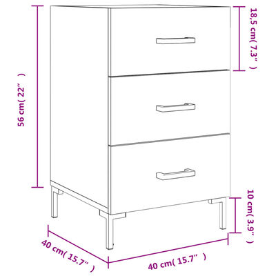 vidaXL Nachttisch Betongrau 40x40x66 cm Holzwerkstoff