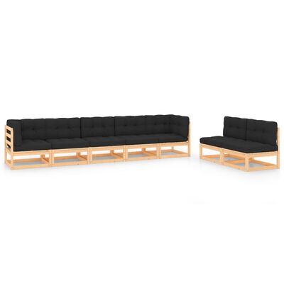 vidaXL 7-tlg. Garten-Lounge-Set mit Kissen Massivholz Kiefer