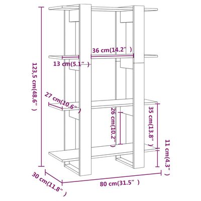 vidaXL Bücherregal/Raumteiler Räuchereiche 80x30x123,5 cm