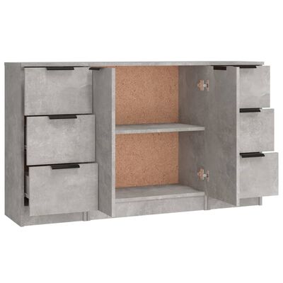 vidaXL Sideboards 3 Stk. Betongrau Holzwerkstoff