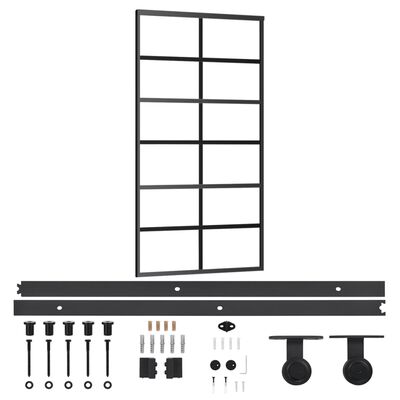 vidaXL Schiebetür mit Beschlag ESG-Glas & Aluminium 102x205 cm