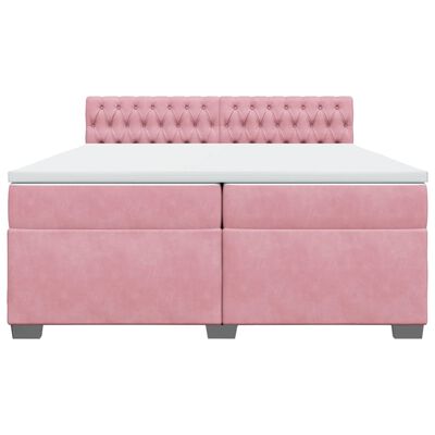 vidaXL Boxspringbett mit Matratze Rosa 200x200 cm Samt