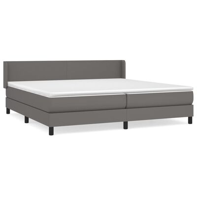 vidaXL Boxspringbett mit Matratze Grau 200x200 cm Kunstleder