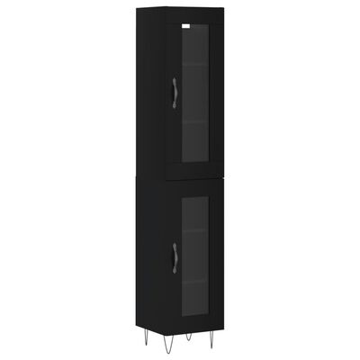 vidaXL Highboard Schwarz 34,5x34x180 cm Holzwerkstoff