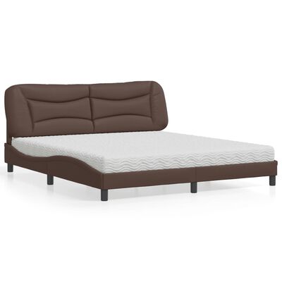 vidaXL Bett mit Matratze Braun 180x200 cm Kunstleder