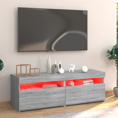 vidaXL TV-Schrank mit LED-Leuchten Grau Sonoma 120x35x40 cm