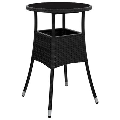 vidaXL 3-tlg. Garten-Bistro-Set mit Kissen Schwarz Poly Rattan