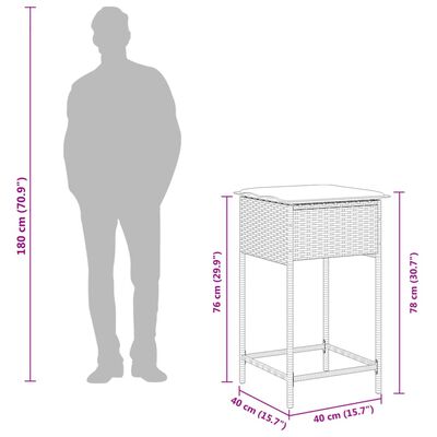 vidaXL 5-tlg. Gartenbar-Set mit Kissen Grau Poly Rattan