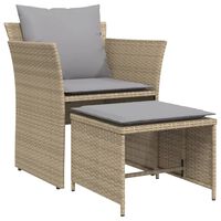 vidaXL Gartenstuhl mit Fußhocker Beige Poly Rattan