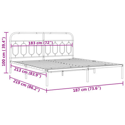 vidaXL Bettgestell mit Kopfteil Metall Weiß 183x213 cm