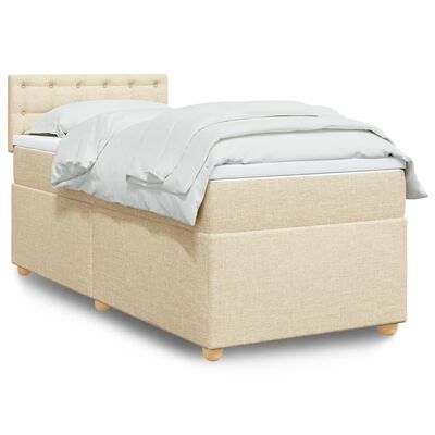 vidaXL Boxspringbett mit Matratze Creme 90x190 cm Stoff