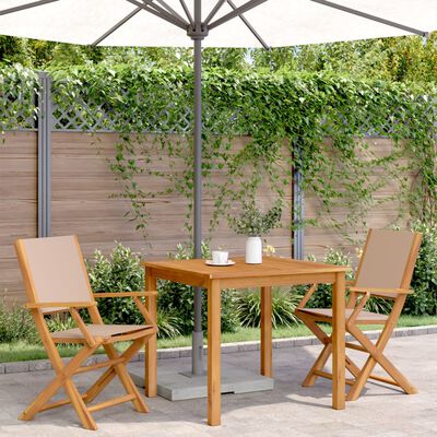 vidaXL Gartenstühle 2 Stk. Taupe Massivholz Akazie & Stoff