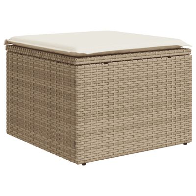 vidaXL 6-tlg. Garten-Sofagarnitur mit Kissen Beige Poly Rattan