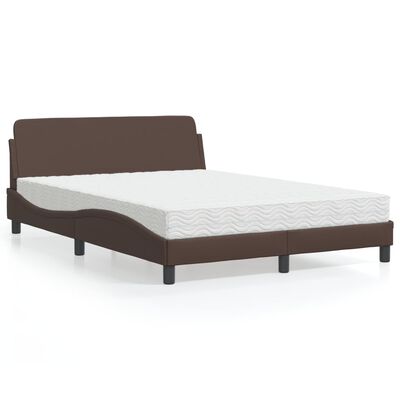 vidaXL Bett mit Matratze Braun 140x200 cm Kunstleder