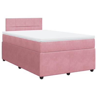 vidaXL Boxspringbett mit Matratze Rosa 120x190 cm Samt