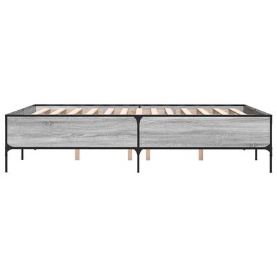 vidaXL Bettgestell Grau Sonoma 140x190 cm Holzwerkstoff und Metall