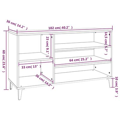 vidaXL Schuhregal Räuchereiche 102x36x60 cm Holzwerkstoff