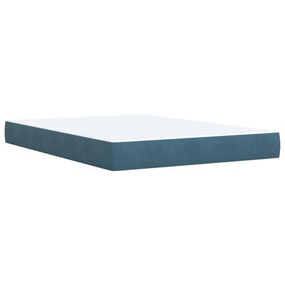 vidaXL Boxspringbett mit Matratze Blau 160x200 cm Samt