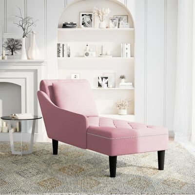 vidaXL Chaiselongue mit Kissen und Rechter Armlehne Rosa Samt