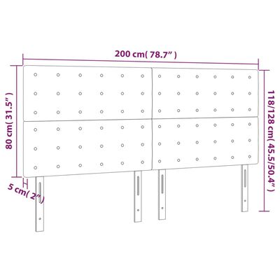 vidaXL LED Kopfteil Hellgrau 200x5x118/128 cm Samt