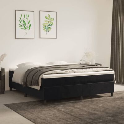 vidaXL Boxspringbett mit Matratze Schwarz 180x200 cm Samt