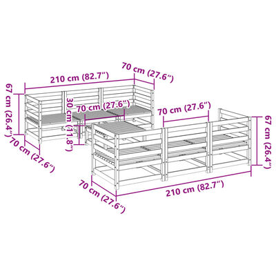 vidaXL 7-tlg. Garten-Sofagarnitur Massivholz Kiefer