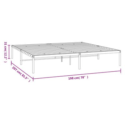 vidaXL Bettgestell Metall Weiß 193x203 cm