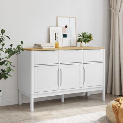 vidaXL Sideboard FLORO Weiß 114x43x74 cm Massivholz Kiefer