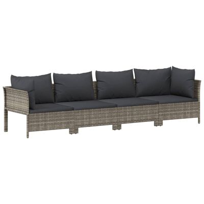 vidaXL 7-tlg. Garten-Lounge-Set mit Kissen Grau Poly Rattan