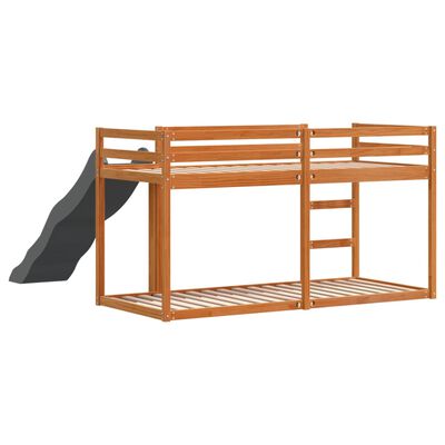 vidaXL Etagenbett mit Rutsche & Leiter Wachsbraun 90x190cm Kiefernholz