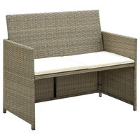 vidaXL 2-Sitzer-Gartensofa mit Polstern Beige Poly Rattan