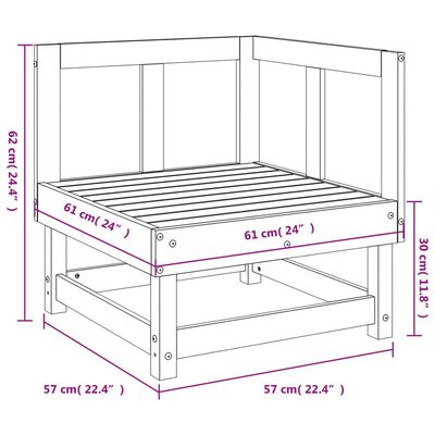 vidaXL Garten-Ecksofa Schwarz Massivholz Kiefer