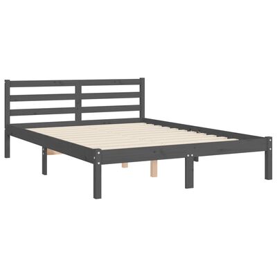 vidaXL Massivholzbett mit Kopfteil Grau 140x190 cm