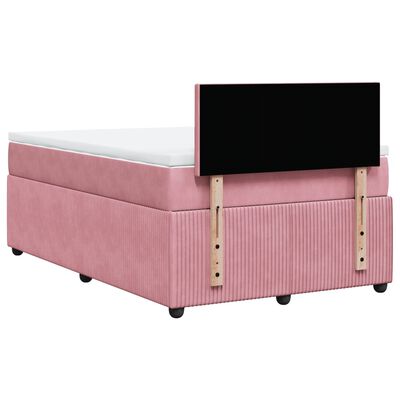 vidaXL Boxspringbett mit Matratze Rosa 120x200 cm Samt