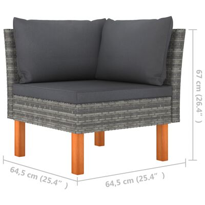 vidaXL 3-tlg. Garten-Lounge-Set Poly Rattan und Eukalyptus Massivholz