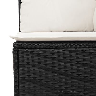 vidaXL 14-tlg. Garten-Sofagarnitur mit Kissen Schwarz Poly Rattan