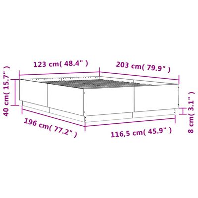 vidaXL Bettgestell Grau Sonoma 120x200 cm Holzwerkstoff