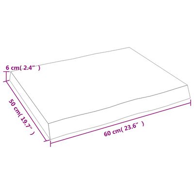 vidaXL Tischplatte 60x50x(2-6) cm Massivholz Unbehandelt Baumkante